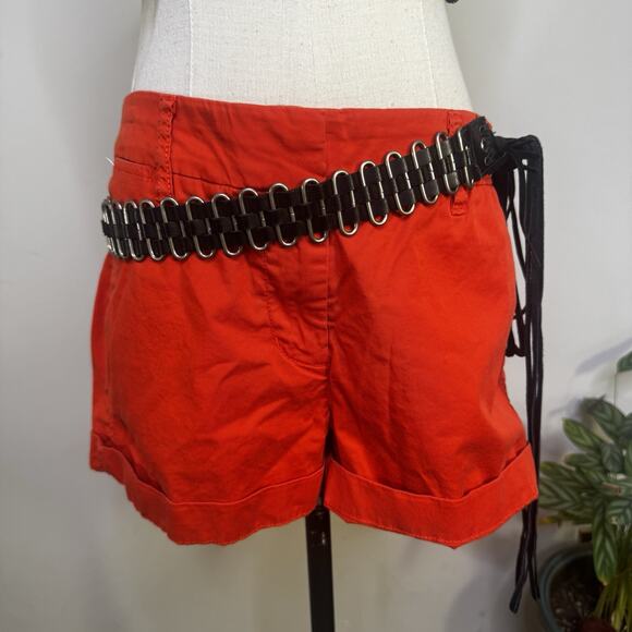 Y2K J. CREW Red Low Rise Chino Shorts Cuffed Clean Girl Indie Fairy Preppy 2 - Picture 2 of 9